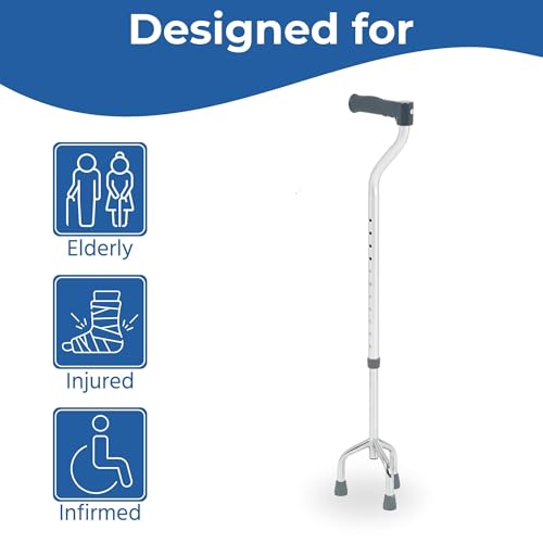Days Adjustable Tripod Walking Stick - Lightweight Chrome Mobility Aid for Elderly & Disabled - Small Base - Very Good