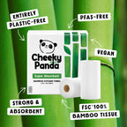 The Cheeky Panda Bamboo Kitchen Roll - 10 Rolls, 1000 Sheets, Strong Absorbent Plastic-Free Paper Towels - Damaged Box