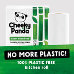 The Cheeky Panda Bamboo Kitchen Roll - 10 Rolls, 1000 Sheets, Strong Absorbent Plastic-Free Paper Towels - Damaged Box