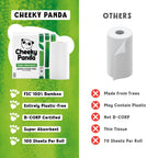 The Cheeky Panda Bamboo Kitchen Roll - 10 Rolls, 1000 Sheets, Strong Absorbent Plastic-Free Paper Towels - Damaged Box