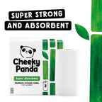 The Cheeky Panda Bamboo Kitchen Roll - 10 Rolls, 1000 Sheets, Strong Absorbent Plastic-Free Paper Towels - Damaged Box