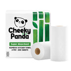 The Cheeky Panda Bamboo Kitchen Roll - 10 Rolls, 1000 Sheets, Strong Absorbent Plastic-Free Paper Towels - Damaged Box
