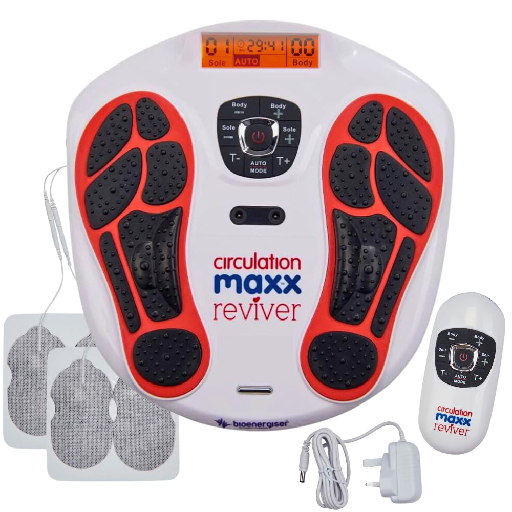 VYTALIVING Circulation Reviver - Circulation Blood Booster for feet and Legs - Medically Approved Foot Massagers for Circulation - EMS Foot Massager with TENS Pads & Remote - Damaged Box