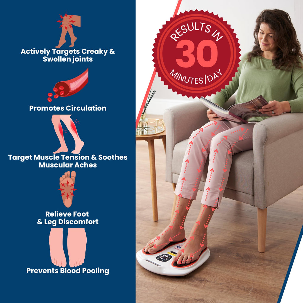 VYTALIVING Circulation Reviver - Circulation Blood Booster for feet and Legs - Medically Approved Foot Massagers for Circulation - EMS Foot Massager with TENS Pads & Remote - Damaged Box