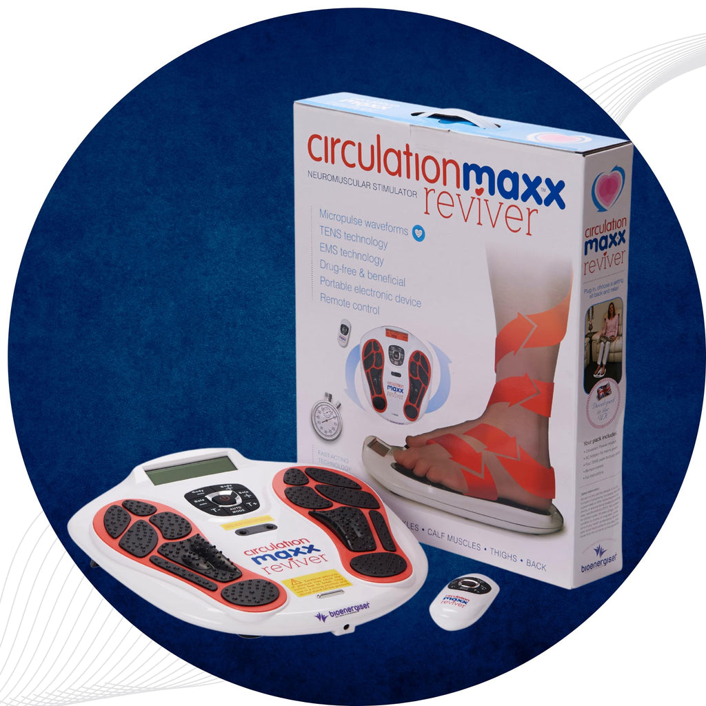 VYTALIVING Circulation Reviver - Circulation Blood Booster for feet and Legs - Medically Approved Foot Massagers for Circulation - EMS Foot Massager with TENS Pads & Remote - Damaged Box