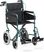 Days Lightweight Folding Wheelchair - Attendant Propelled, 46cm Seat, Green - Padded, Adjustable Footrests - Damaged Box