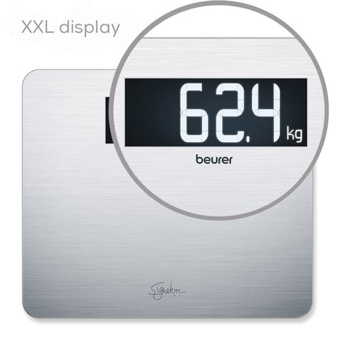 Beurer GS405 Signature Line Glass Bathroom Scale - XXL Digital Display, 200kg Capacity, Stainless Steel - Very Good