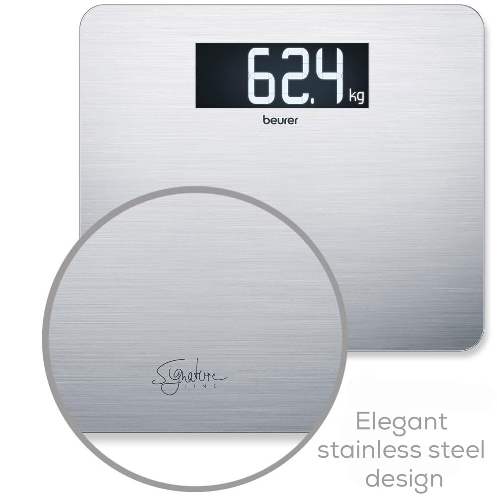 Beurer GS405 Signature Line Glass Bathroom Scale - XXL Digital Display, 200kg Capacity, Stainless Steel - Very Good