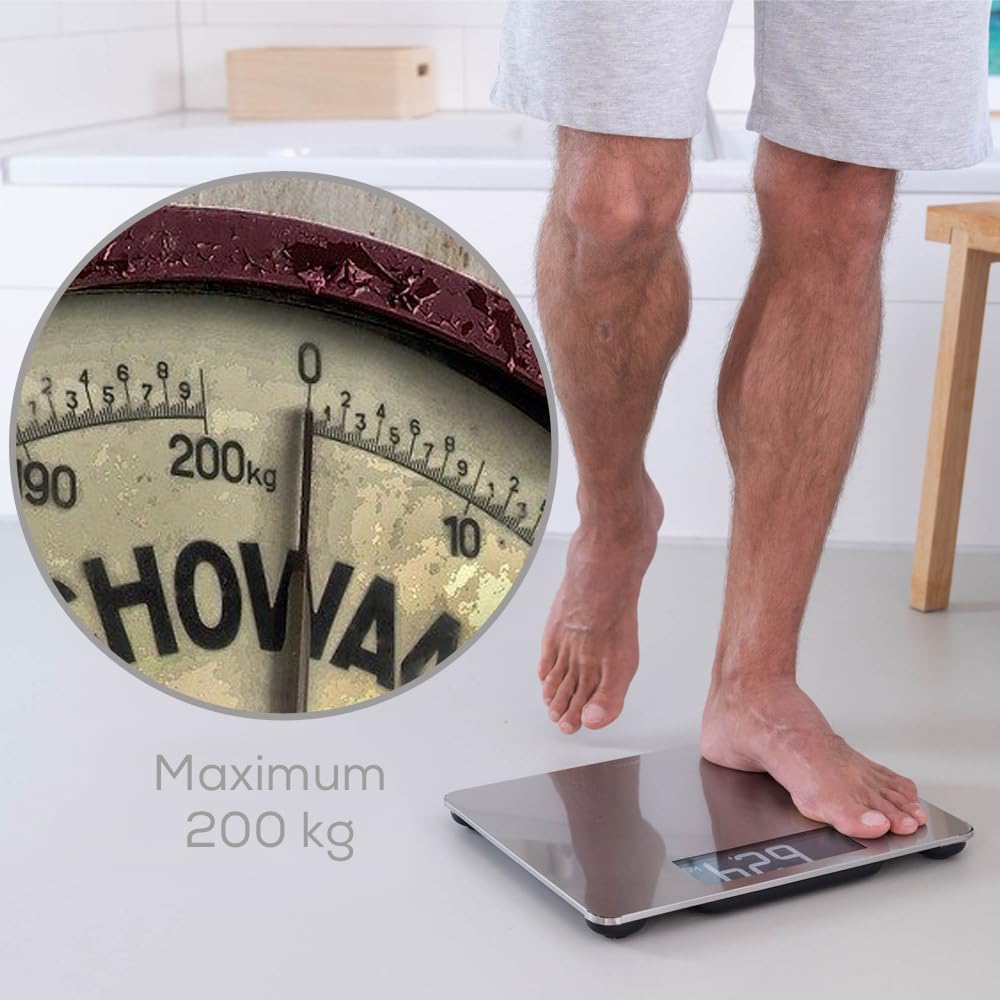 Beurer GS405 Signature Line Glass Bathroom Scale - XXL Digital Display, 200kg Capacity, Stainless Steel - Very Good
