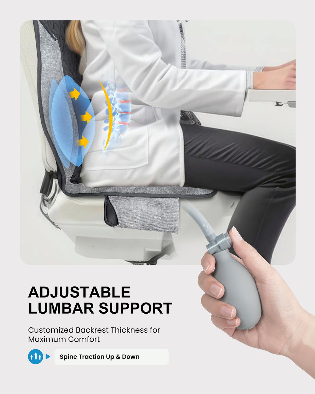 COMFIER Back Massager with Heat for Pain Relief - Massage Chair Pad, Lumbar Support, 10 Vibration Motors, 5 Modes, Seat Cushion