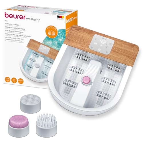 Beurer FB65UK Wellness Foot Spa - 8-Level Heater, Touch Screen, 3 Pedicure Attachments, Bubble & Vibration Massage, Ambient Lighting - Damaged Box