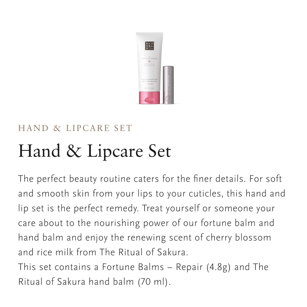 RITUALS The Ritual of Sakura Hand & Lip Gift Set - Hand Cream 70ml & Fortune Balms Repair Lip Balm 4.8g - Damaged Box