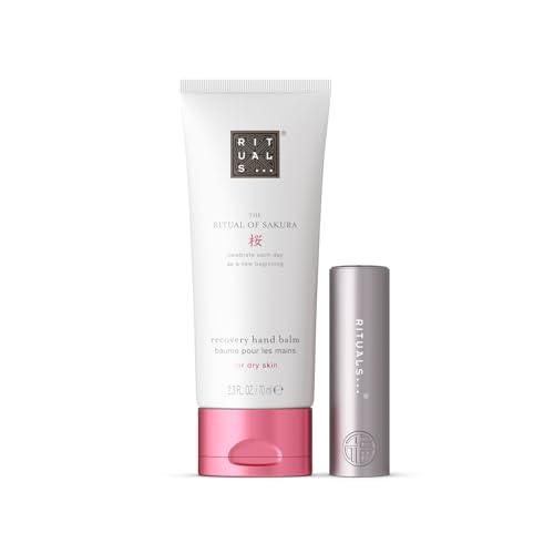 RITUALS The Ritual of Sakura Hand & Lip Gift Set - Hand Cream 70ml & Fortune Balms Repair Lip Balm 4.8g - Damaged Box