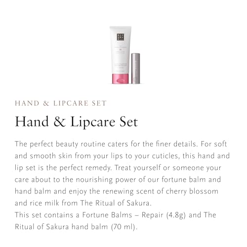 RITUALS The Ritual of Sakura Hand & Lip Gift Set - Hand Cream 70ml & Fortune Balms Repair Lip Balm 4.8g - Damaged Box