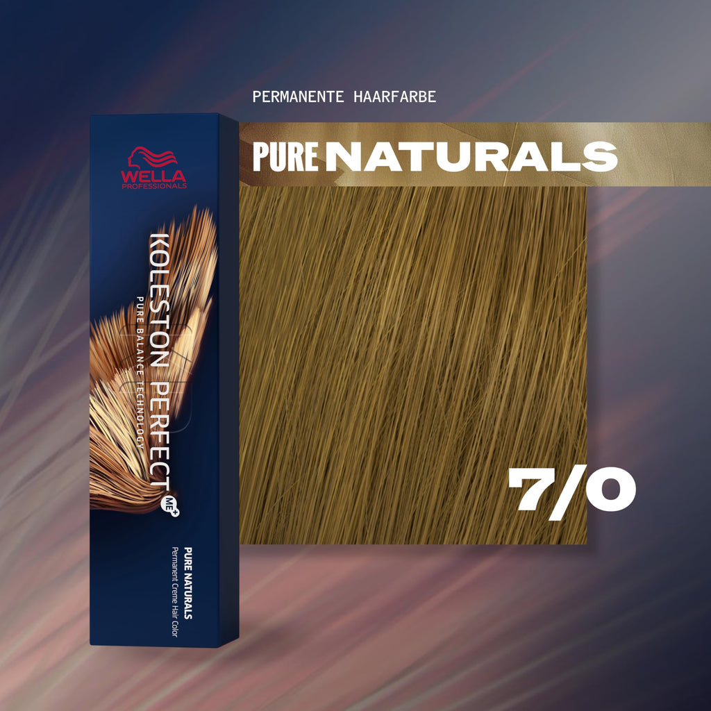 WELLA Koleston Perfect Me+ Pure Naturals Permanent Hair Colour Cream, No. 7/0 Medium Blonde, 0.66 kg - Damaged Box