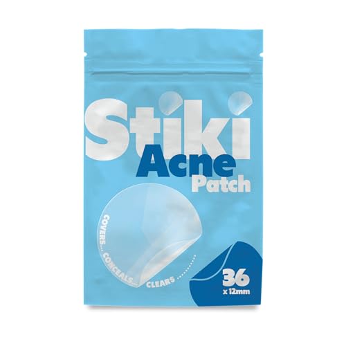 Stiki Acne Patches (36 Pack) - 12mm Hydrocolloid Pimple Patches for Spots & Blemishes, Invisible Acne Spot for Day & Night Use