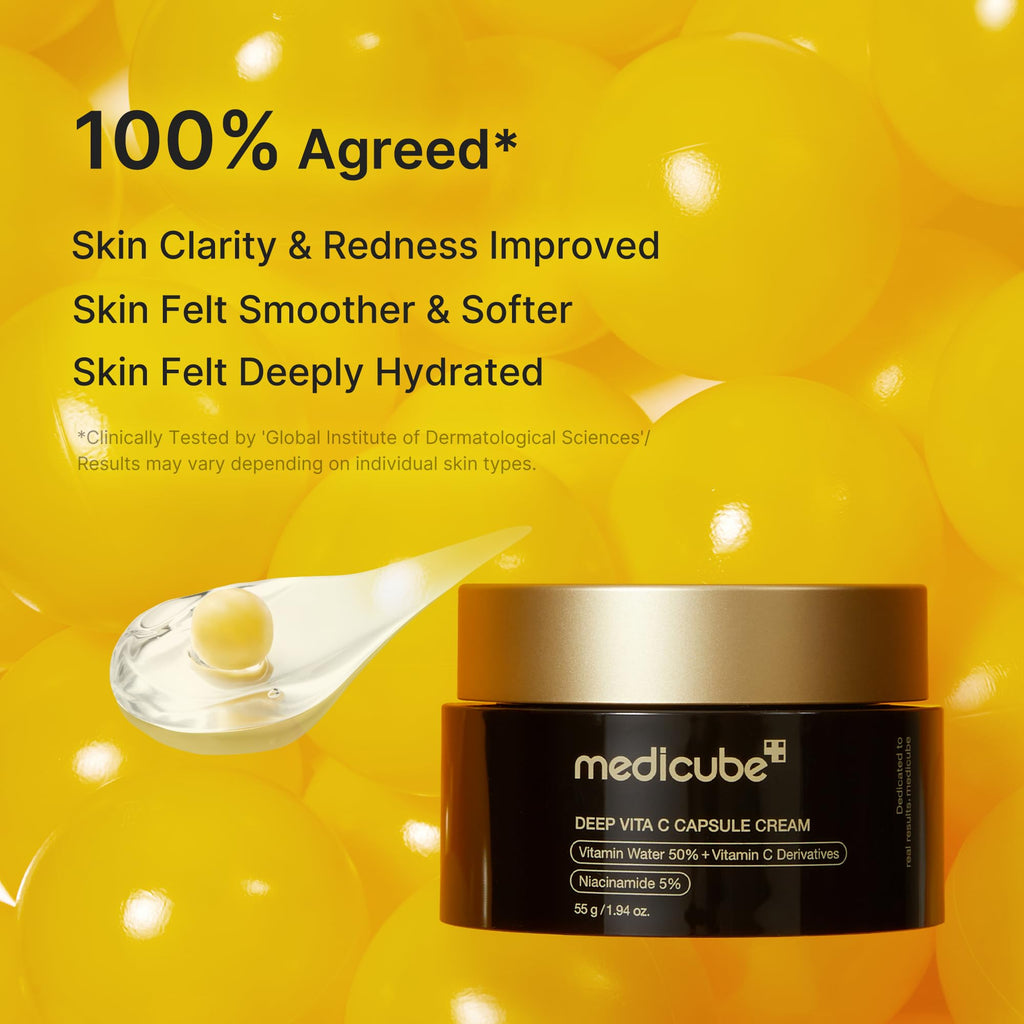 medicube Deep Vitamin C Golden Capsule Face Moisturiser - Liposome Capsules For Wrinkles, Skin Radiance - Transparent Gel for Glow Hydration - Korean Skin Care 1.94 oz