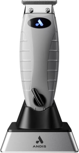 Andis ORL Professional Cord/Cordless Trimmer | Zero-Gap Carbon Steel T-Outliner Blade | 7,200 SPM | 100-Min Runtime | 4 Attachment Combs | Premium Charging Stand | Hair & Beard | Grey