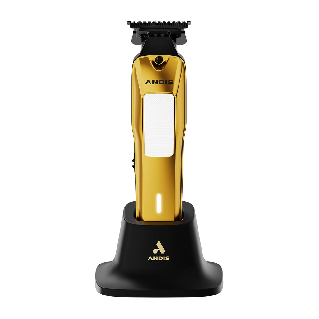 Andis ORL Professional Cord/Cordless Trimmer | Zero-Gap Carbon Steel T-Outliner Blade | 7,200 SPM | 100-Min Runtime | 4 Attachment Combs | Premium Charging Stand | Hair & Beard | Grey