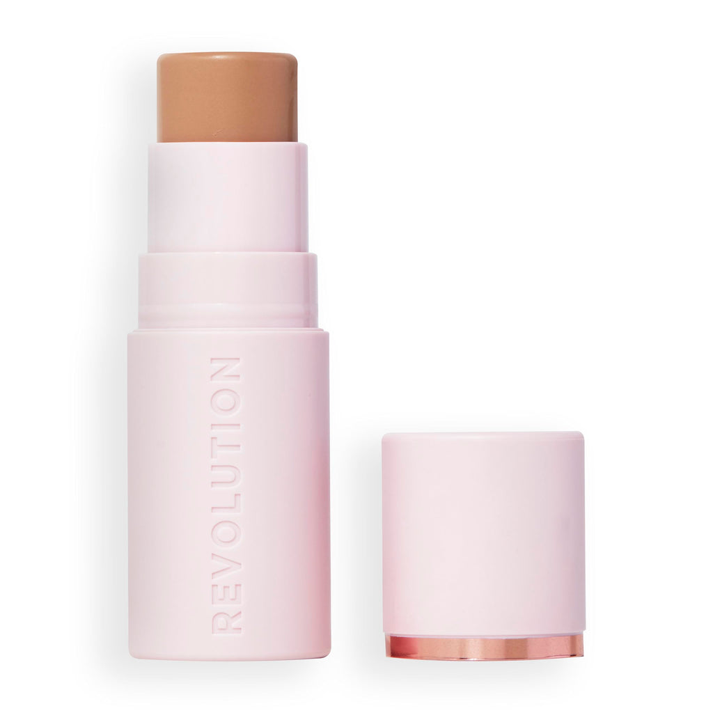 Revolution, Skin Silk Bronzer Stick, Buildable Sand Colour for Cheek, Eye, & Lip, Cream-to-Powder Formula, Vegan & Cruelty-Free, Fair Sand, 4.5g - Damaged Box