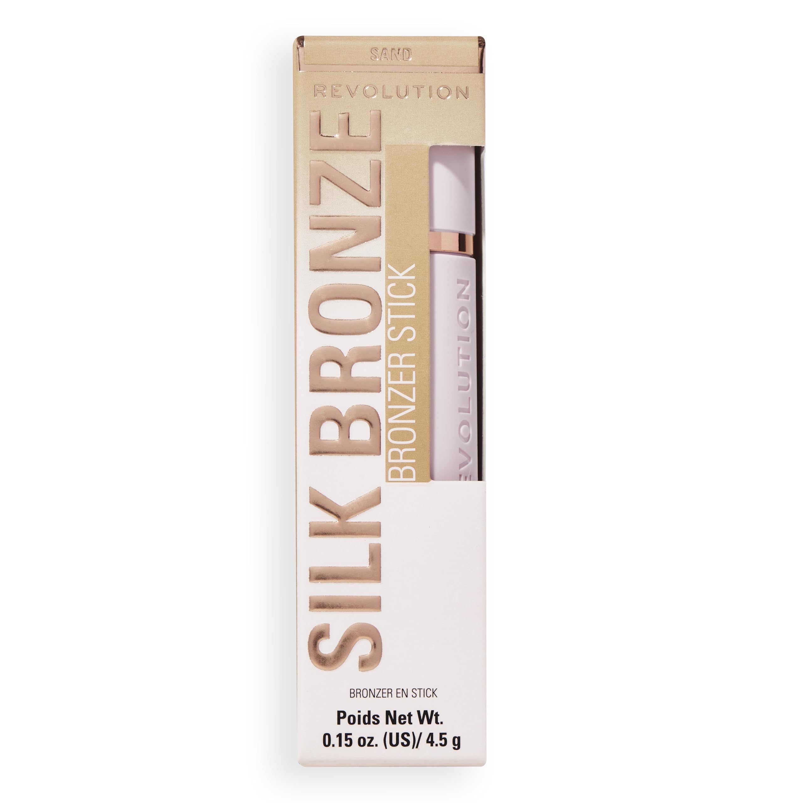 Revolution, Skin Silk Bronzer Stick, Buildable Sand Colour for Cheek, Eye, & Lip, Cream-to-Powder Formula, Vegan & Cruelty-Free, Fair Sand, 4.5g - Damaged Box