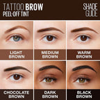 Maybelline New York Tattoo Brow Peel Off Eyebrow Gel Tint, Semi-Permanent Colour, Waterproof, Lasts up to 3 Days, Colour: Dark Brown - Damaged Box