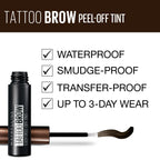 Maybelline New York Tattoo Brow Peel Off Eyebrow Gel Tint, Semi-Permanent Colour, Waterproof, Lasts up to 3 Days, Colour: Dark Brown - Damaged Box