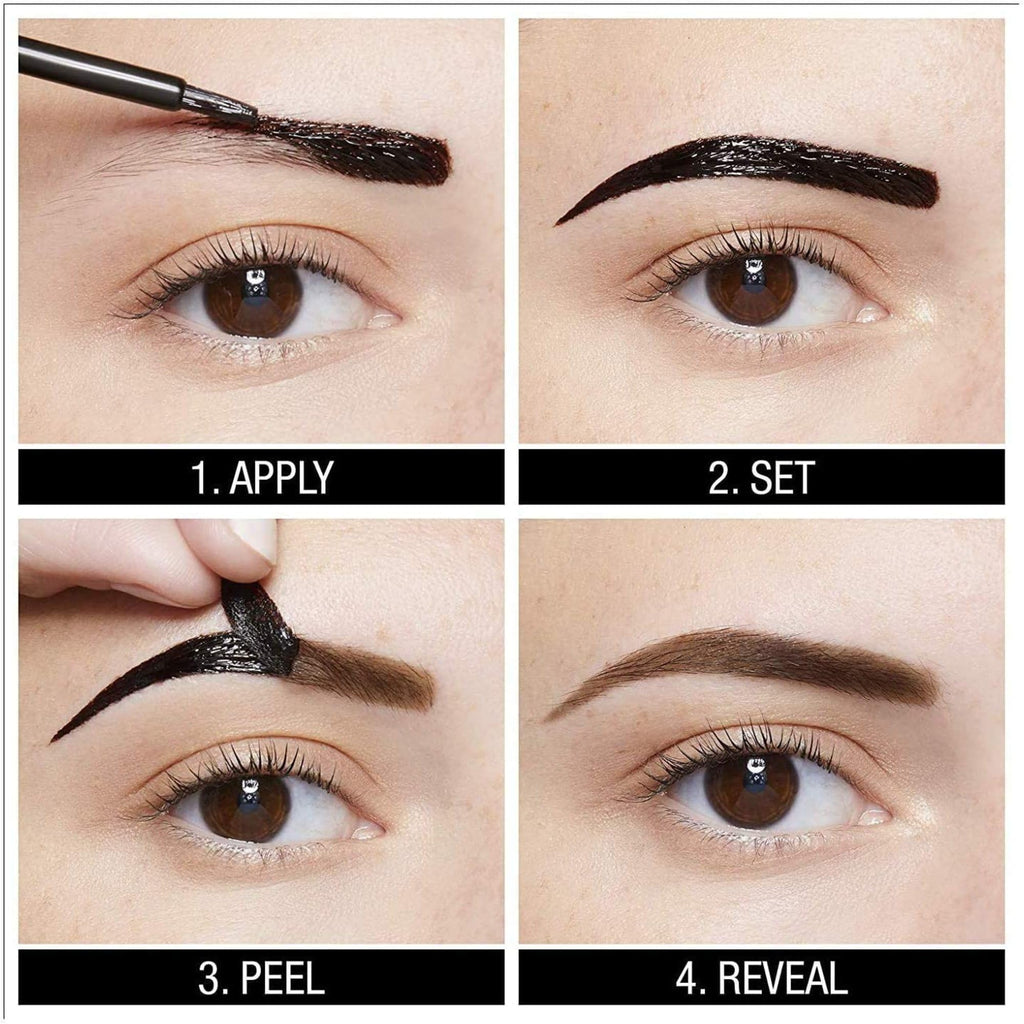 Maybelline New York Tattoo Brow Peel Off Eyebrow Gel Tint, Semi-Permanent Colour, Waterproof, Lasts up to 3 Days, Colour: Dark Brown - Damaged Box