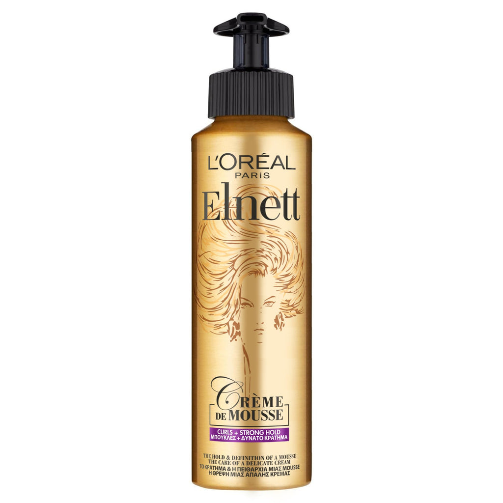 L'Or'eal Paris Elnett Volume Hair Mouse, Cr`eme De Mousse, Strong Hold for Voluptuous Body, Root-to-Tip Fullness, Lightweight & Non-Greasy, Strong Hold Volume