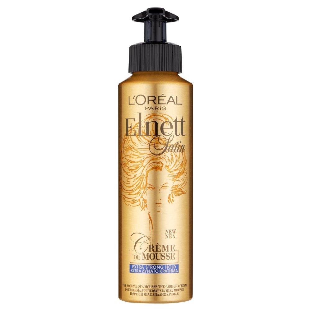 L'Or'eal Paris Elnett Volume Hair Mouse, Cr`eme De Mousse, Strong Hold for Voluptuous Body, Root-to-Tip Fullness, Lightweight & Non-Greasy, Strong Hold Volume