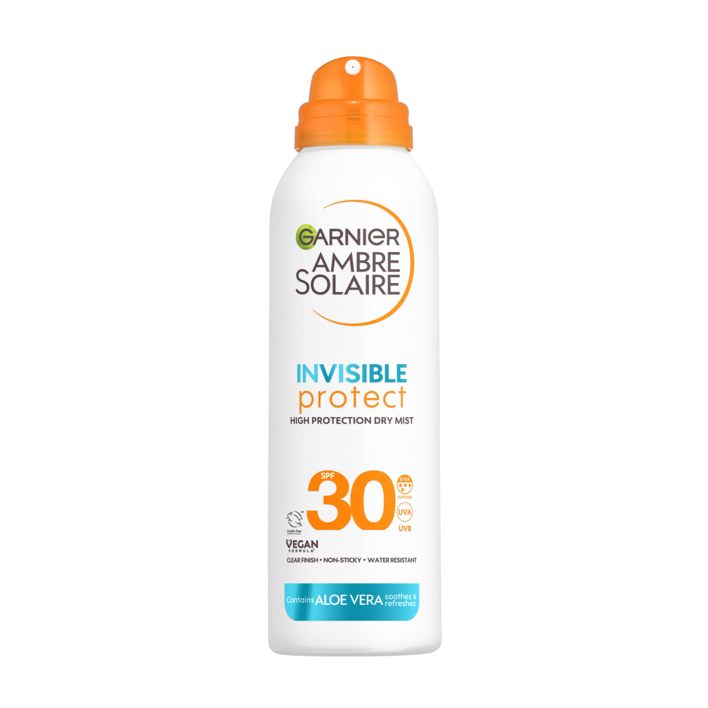 Garnier Ambre Solaire Face SPF Invisible Protect Dry Mist SPF 30, Fast Absorbing, High UVA & UVB Protection, Water Resistant, Invisible Finish, Non-Sticky 150ml