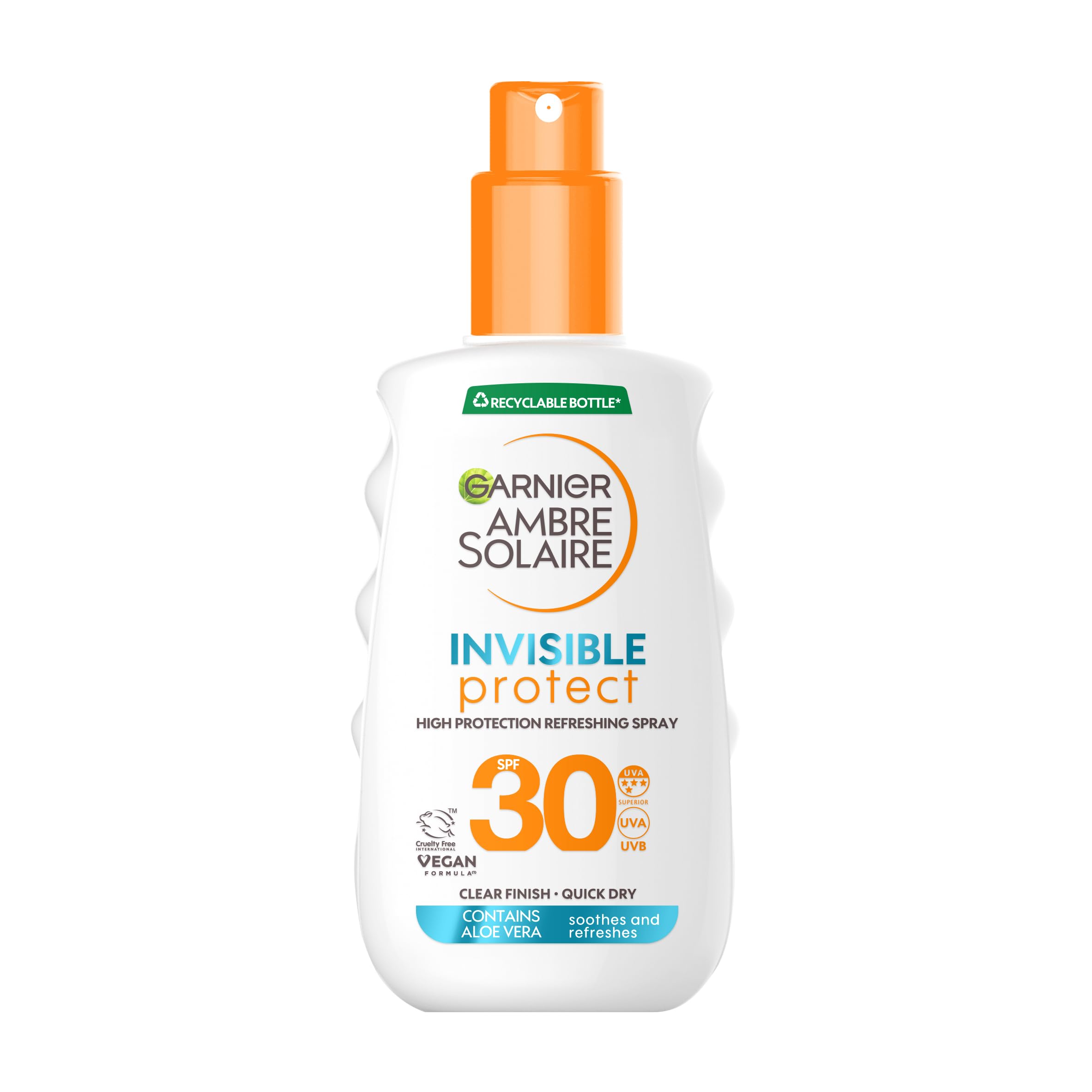 Garnier Ambre Solaire Face SPF Invisible Protect Dry Mist SPF 30, Fast Absorbing, High UVA & UVB Protection, Water Resistant, Invisible Finish, Non-Sticky 150ml