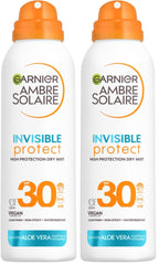 Garnier Ambre Solaire Face SPF Invisible Protect Dry Mist SPF 30, Fast Absorbing, High UVA & UVB Protection, Water Resistant, Invisible Finish, Non-Sticky 150ml