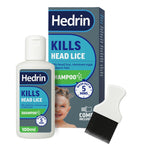 Hedrin Head Lice Shampoo and Comb Kit, Kills Head Lice and Eggs in 5 Minutes, 4 Treatments, Clinically Tested, Suitable for Adults and Children, 100ml, (Formerly All-in-One - Packaging May Vary) - Damaged Box - BBE 02/2028