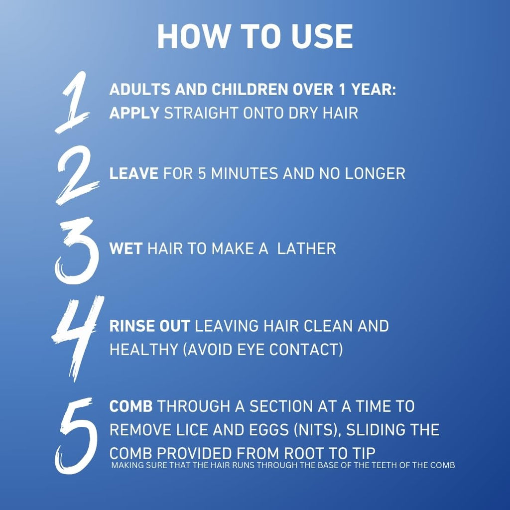 Hedrin Head Lice Shampoo and Comb Kit, Kills Head Lice and Eggs in 5 Minutes, 4 Treatments, Clinically Tested, Suitable for Adults and Children, 100ml, (Formerly All-in-One - Packaging May Vary) - Damaged Box - BBE 02/2028
