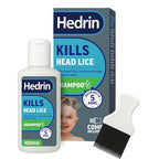 Hedrin Head Lice Shampoo and Comb Kit, Kills Head Lice and Eggs in 5 Minutes, 4 Treatments, Clinically Tested, Suitable for Adults and Children, 100ml, (Formerly All-in-One - Packaging May Vary) - Damaged Box - BBE 02/2028