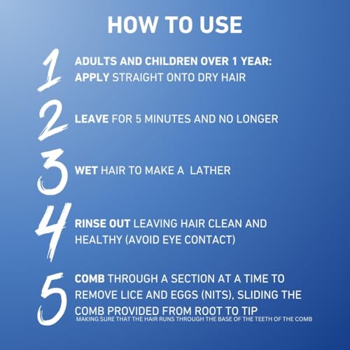 Hedrin Head Lice Shampoo and Comb Kit, Kills Head Lice and Eggs in 5 Minutes, 4 Treatments, Clinically Tested, Suitable for Adults and Children, 100ml, (Formerly All-in-One - Packaging May Vary) - Damaged Box - BBE 02/2028