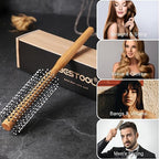 BESTOOL Small Round Brush for Short Hair, Round Hair Brushes for Blow Drying, Men Beard Brush, Professional Styling Brush for Smoothing, Curls, Bangs (Natural) - Damaged Box