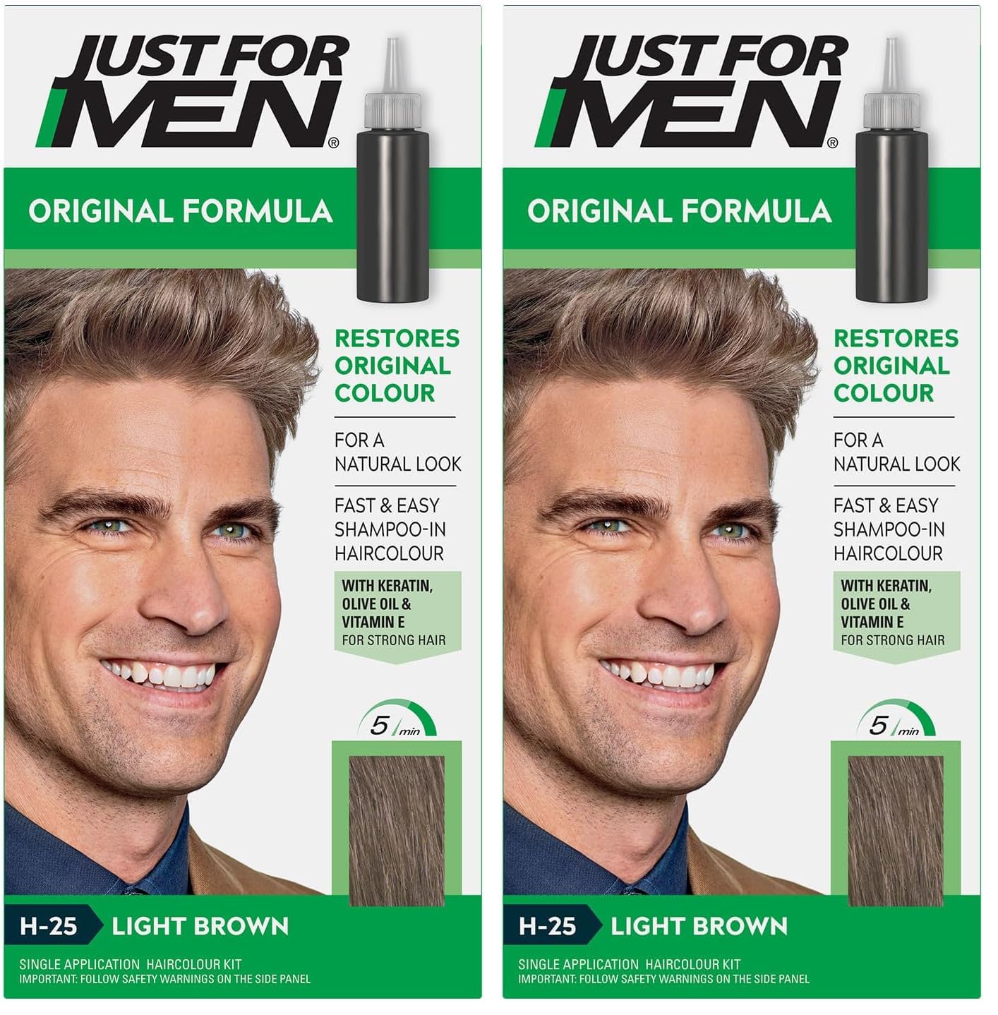 Just for men Original Formula Light Brown Hair Dye, Restores Original Colour for a Natural Look H25
