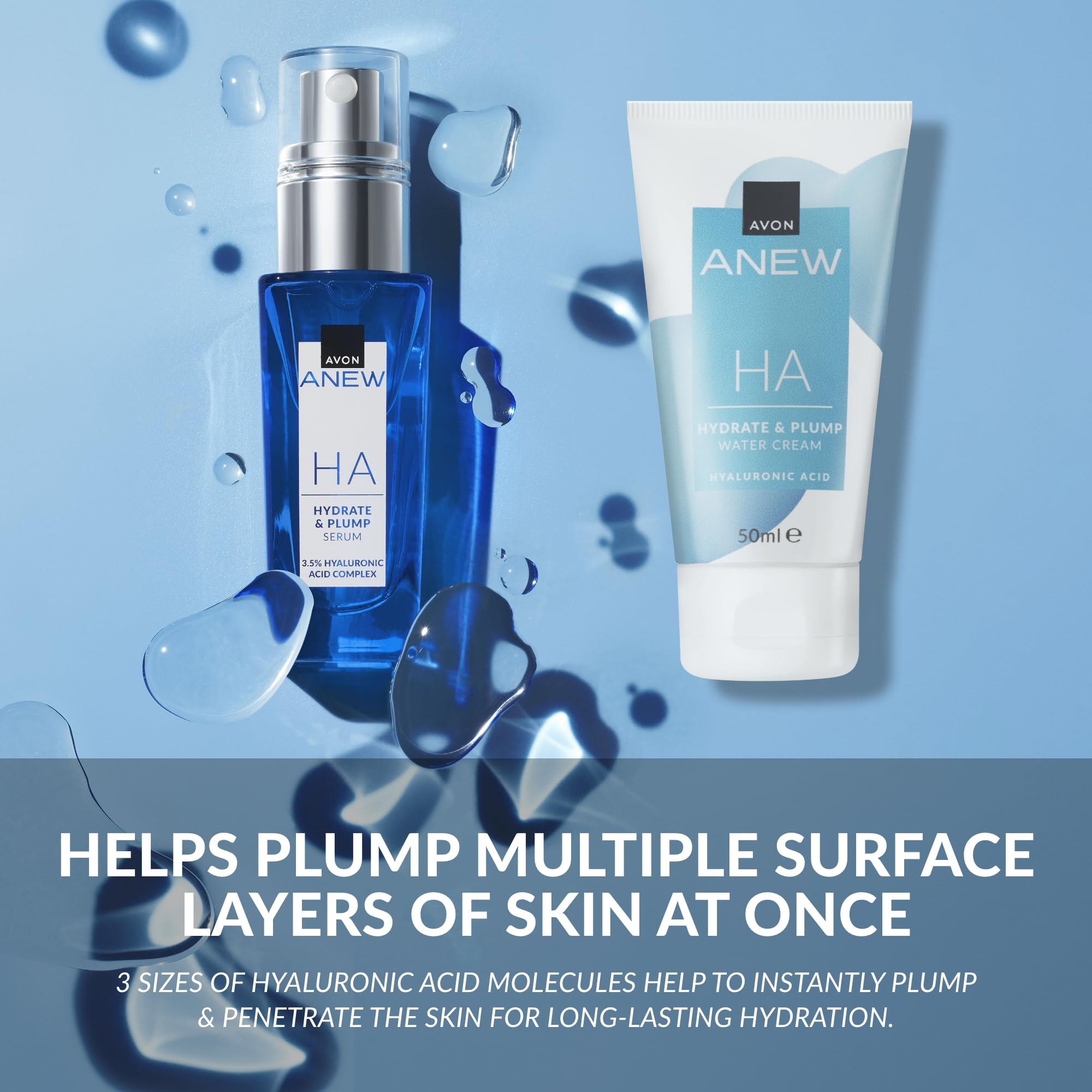 Avon Anew Spa at Home Hydrating Hyaluronic Gift Set - Serum 30ml & Water Cream 50ml - Cruelty Free Skincare