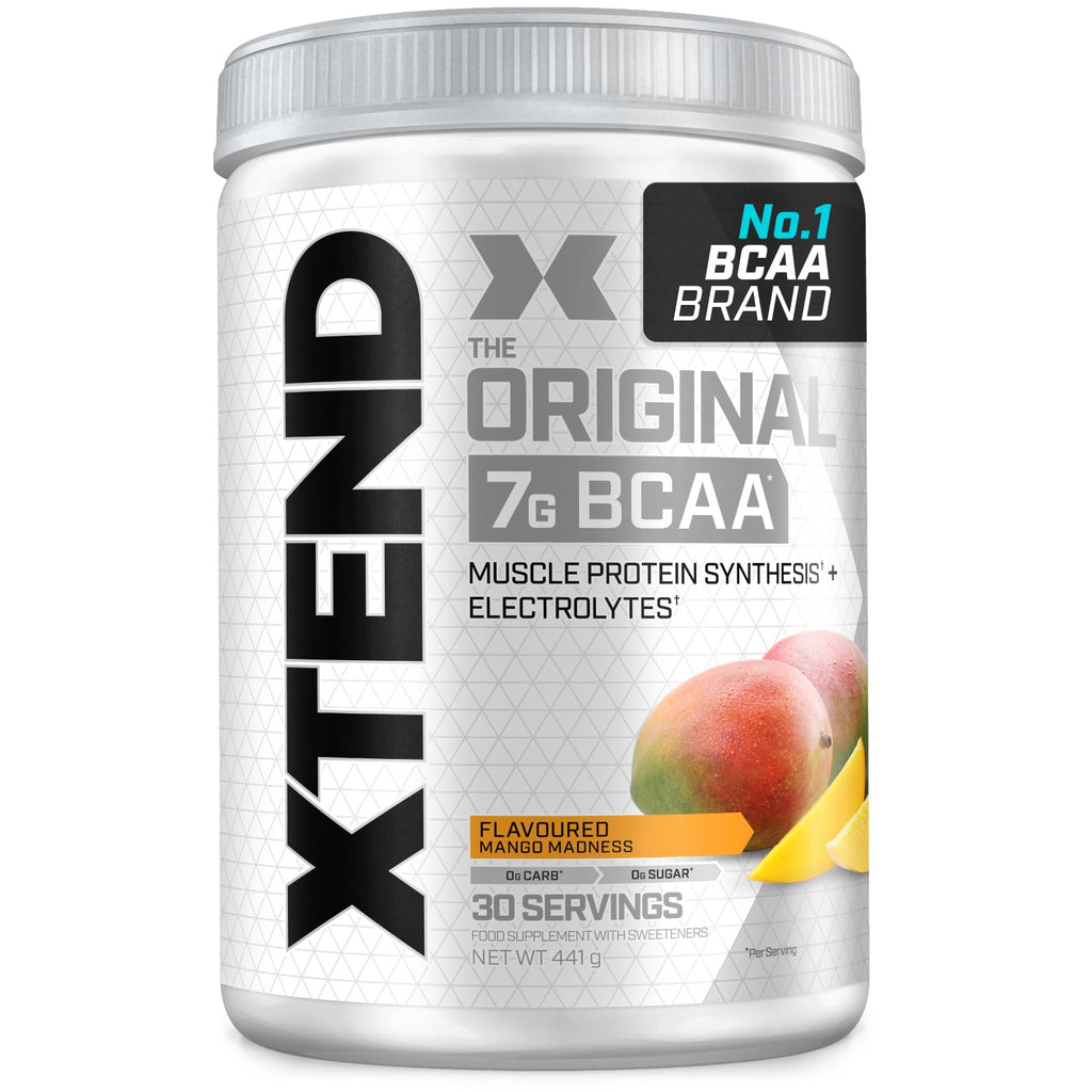 XTEND Original BCAA Powder Mango Madness 30 Servings | 7g BCAAs Per Serving | Sugar Free Branched Chain Amino Acids and Electrolytes Powder for Post Workout Muscle Recovery and Hydration - BBE 06/2026
