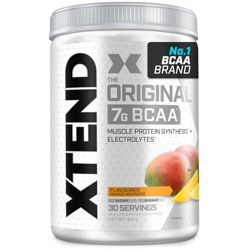 XTEND Original BCAA Powder Mango Madness 30 Servings | 7g BCAAs Per Serving | Sugar Free Branched Chain Amino Acids and Electrolytes Powder for Post Workout Muscle Recovery and Hydration - BBE 06/2026