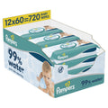Pampers 99% Water Baby Wipes Plastic Free - 12 Packs x 60 Wipes (720 Count) - Light Lotion Wet Wipes - Like New