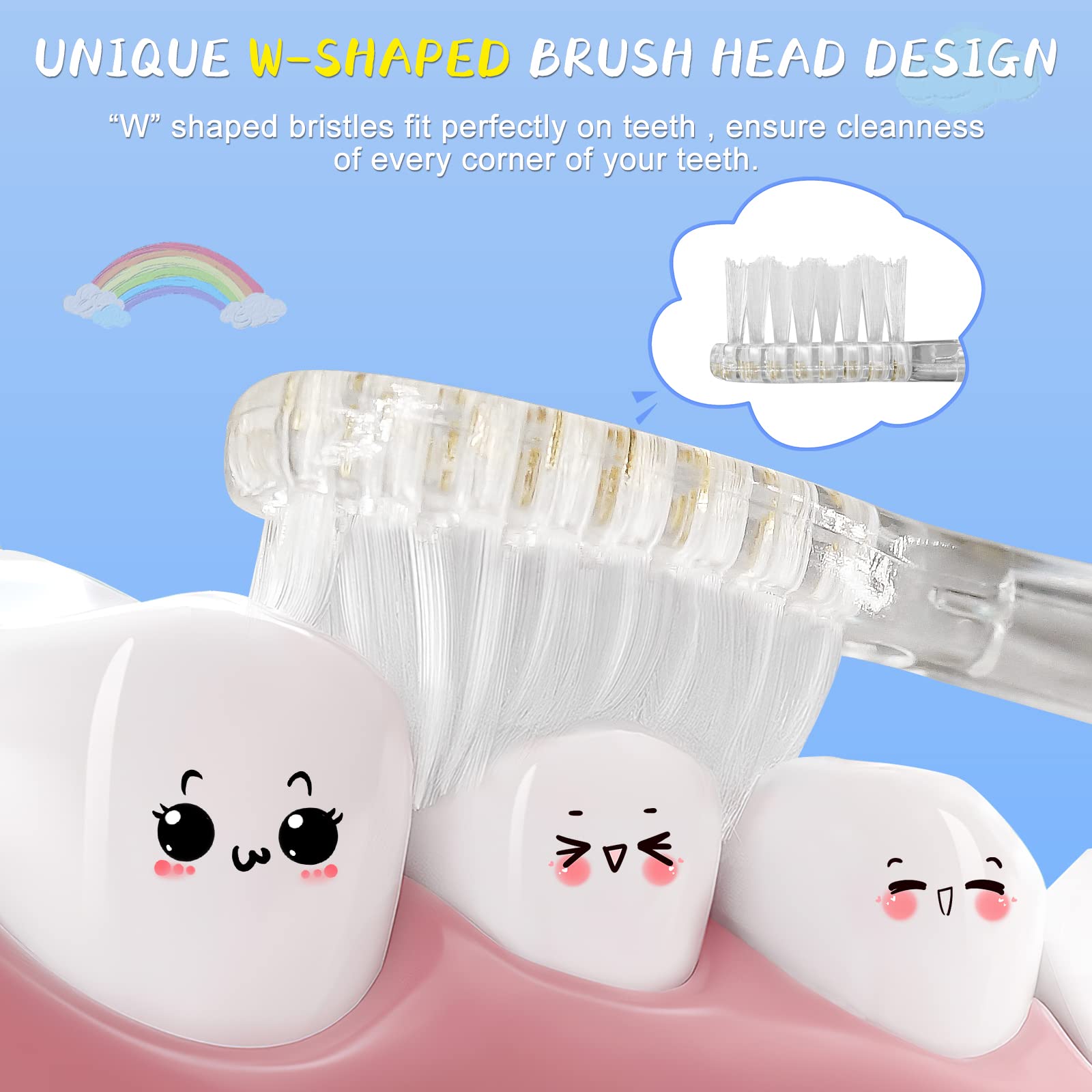 5Pcs Children's Replacement Toothbrush Heads Compatible with SEAGO SG-513/SG-977/SG-2139/SG-EK6, Teeteck Kids Electric Toothbrushes(3 Years+)