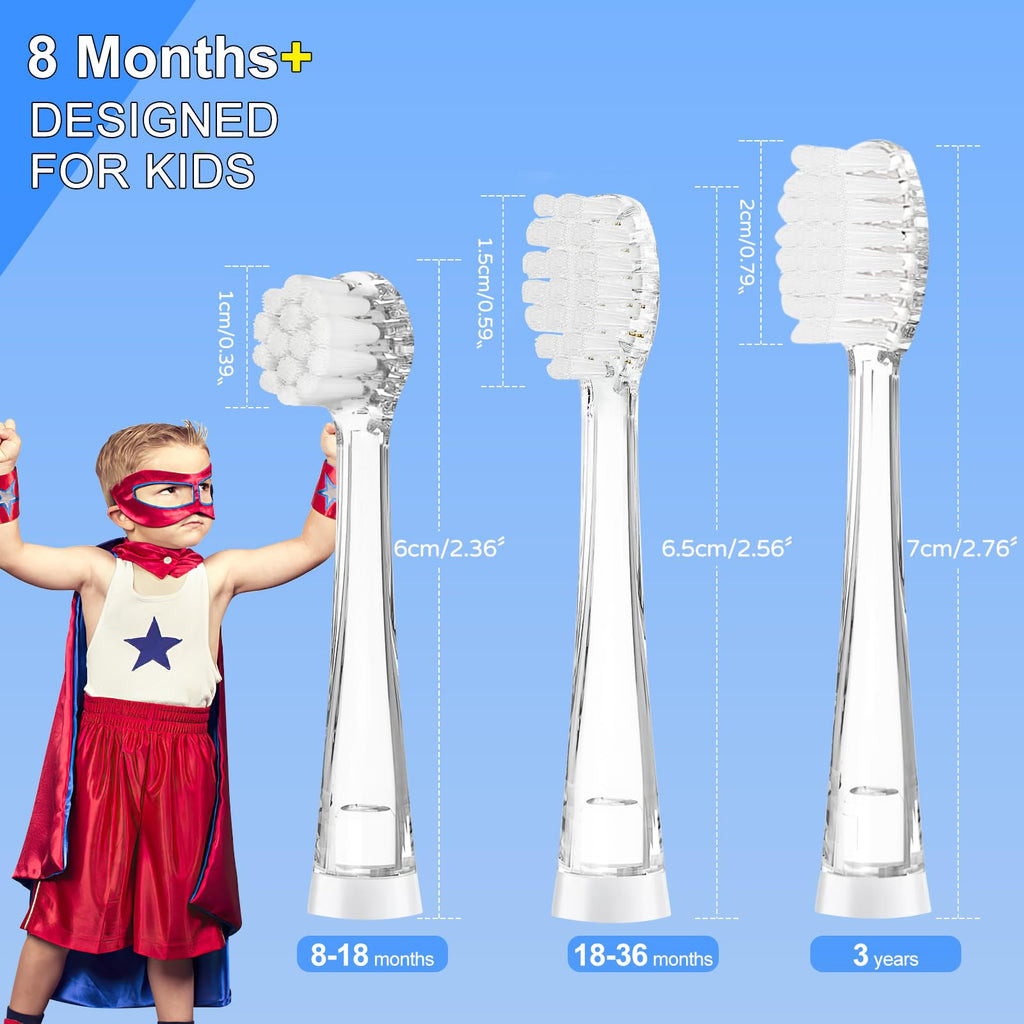 5Pcs Children's Replacement Toothbrush Heads Compatible with SEAGO SG-513/SG-977/SG-2139/SG-EK6, Teeteck Kids Electric Toothbrushes(3 Years+)