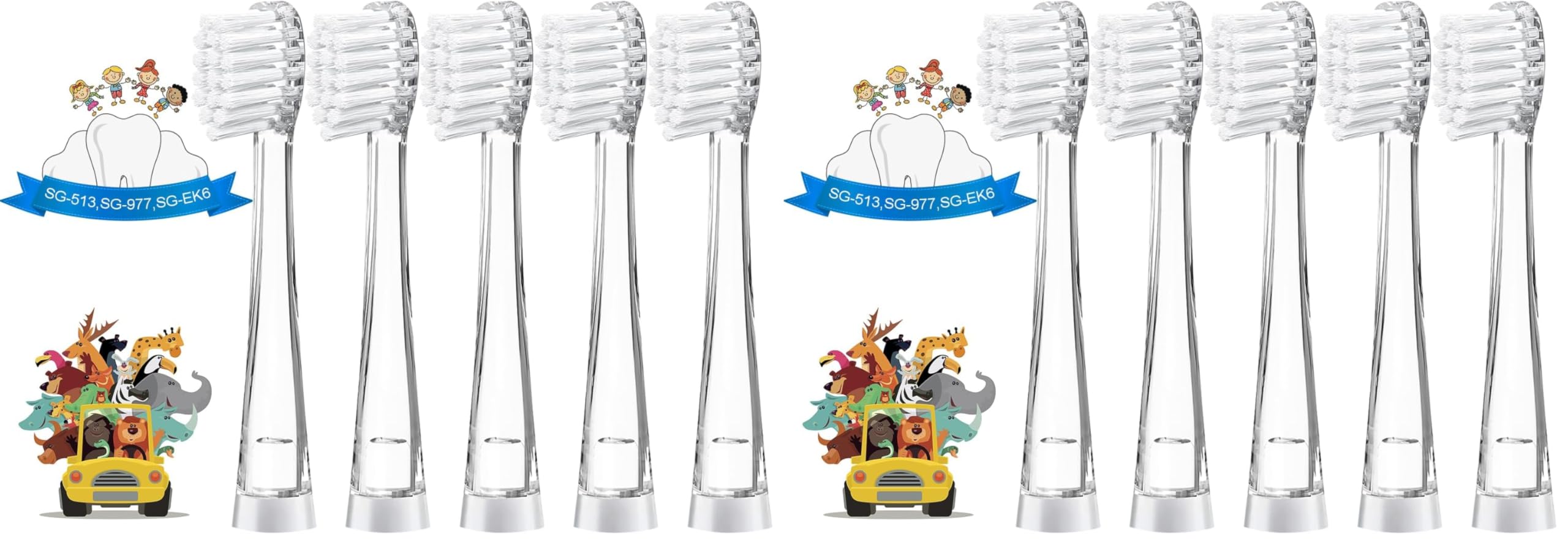 5Pcs Children's Replacement Toothbrush Heads Compatible with SEAGO SG-513/SG-977/SG-2139/SG-EK6, Teeteck Kids Electric Toothbrushes(3 Years+)