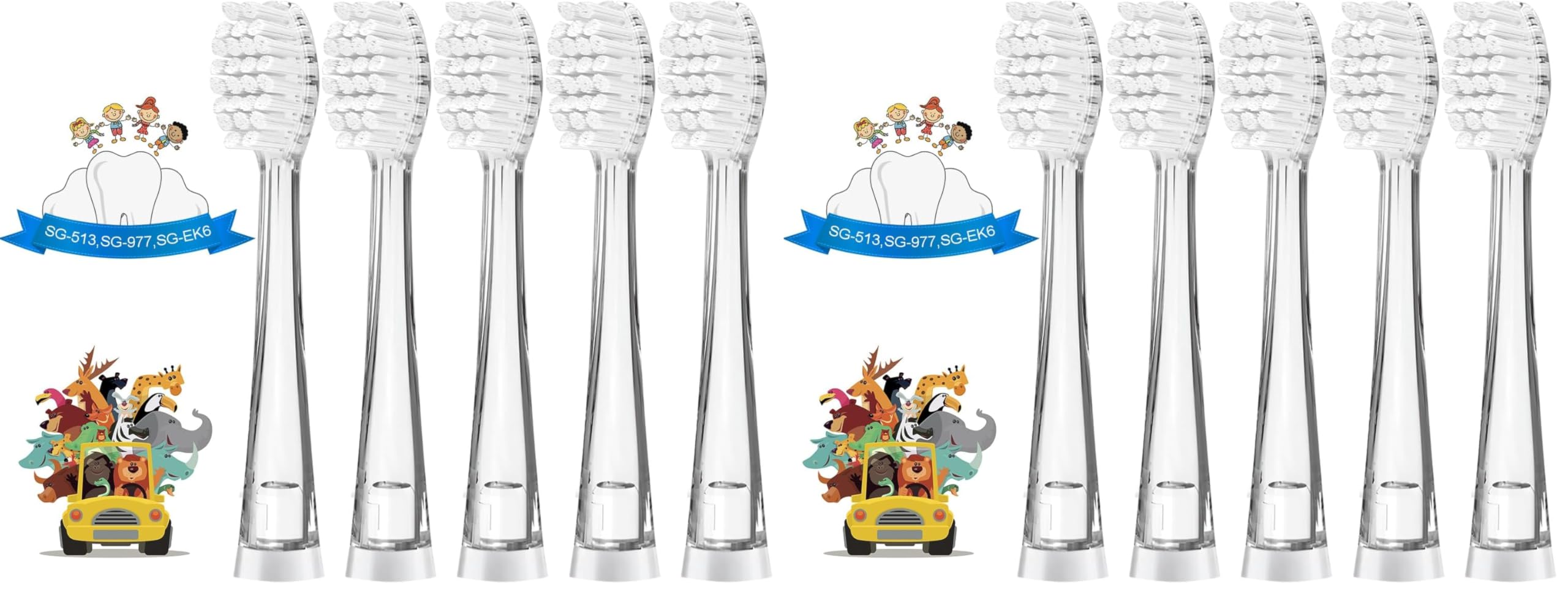 5Pcs Children's Replacement Toothbrush Heads Compatible with SEAGO SG-513/SG-977/SG-2139/SG-EK6, Teeteck Kids Electric Toothbrushes(3 Years+)