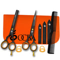 OCBA Professional Hairdressing Scissor Sharp Hair Cutting Scissors for Barbers Hairdressers & Stylists Beard & Haircut Scissors for Men & Women (Classic Black Set) - Damaged Box