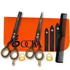 OCBA Professional Hairdressing Scissor Sharp Hair Cutting Scissors for Barbers Hairdressers & Stylists Beard & Haircut Scissors for Men & Women (Classic Black Set) - Damaged Box