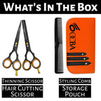 OCBA Professional Hairdressing Scissor Sharp Hair Cutting Scissors for Barbers Hairdressers & Stylists Beard & Haircut Scissors for Men & Women (Classic Black Set) - Damaged Box